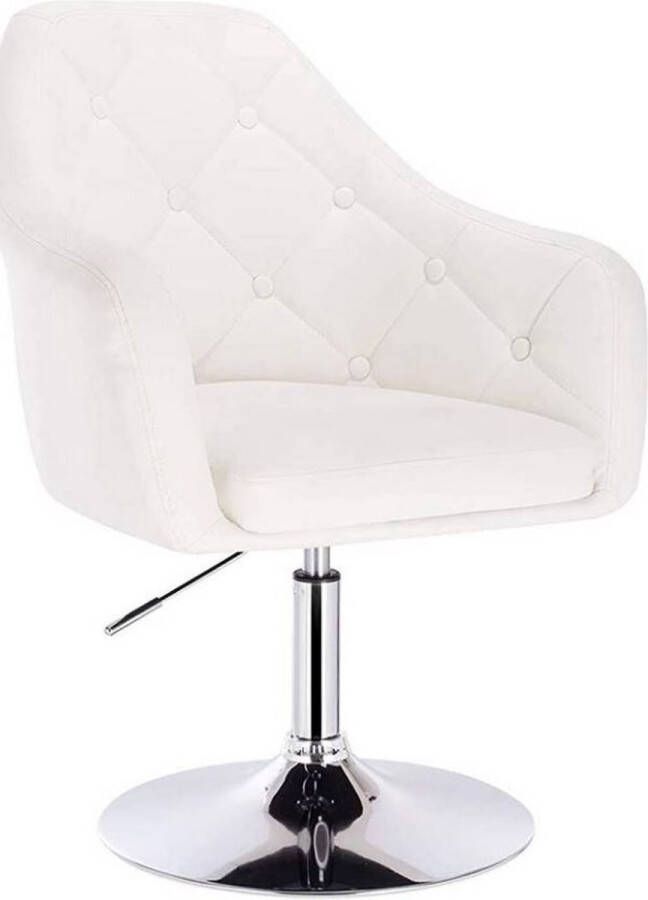 Dripio Barkruk Deluxe Elroy Industrial Wit Barkrukken set van 1 Barstoel Kruk Barstoelen met rugleuning Keukenstoel In hoogte verstelbaar Kunstleer