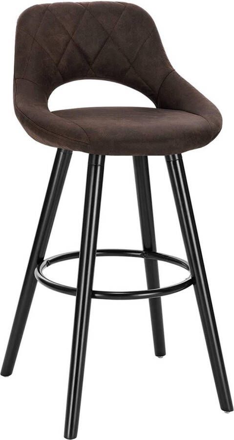 Dripio Barkruk Deluxe Fred Industrial Donkerbruin Barkrukken set van 1 Barstoel Kruk Barstoelen met rugleuning Keukenstoel Stof