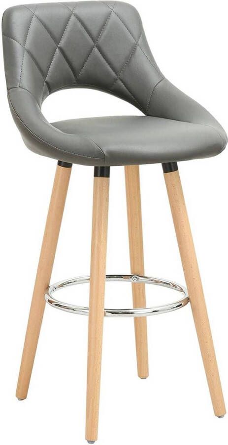 Dripio Barkruk Deluxe Fred Industrial Grijs Barkrukken set van 1 Barstoel Kruk Barstoelen met rugleuning Keukenstoel Kunstleer