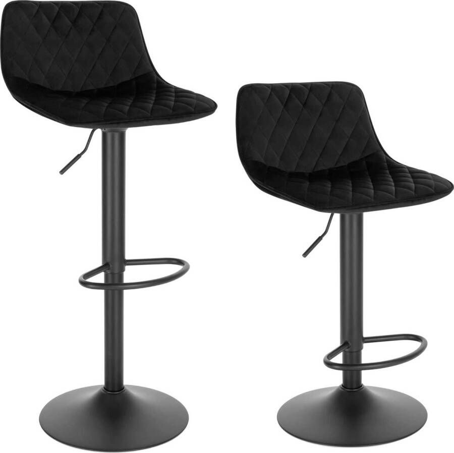 Dripio Barkruk Deluxe Vittorino Industrial Zwart Barkrukken set van 2 Barstoel Kruk Barstoelen met rugleuning Keukenstoel In hoogte verstelbaar Velvet