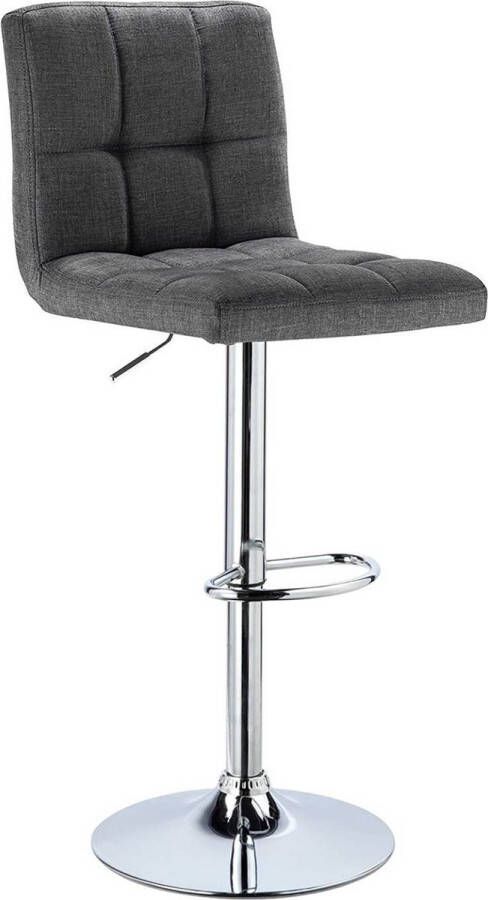 Dripio Barkruk Dora Industrial Donkergrijs Barkrukken set van 1 Barstoel Kruk Barstoelen met rugleuning Keukenstoel In hoogte verstelbaar Linnen