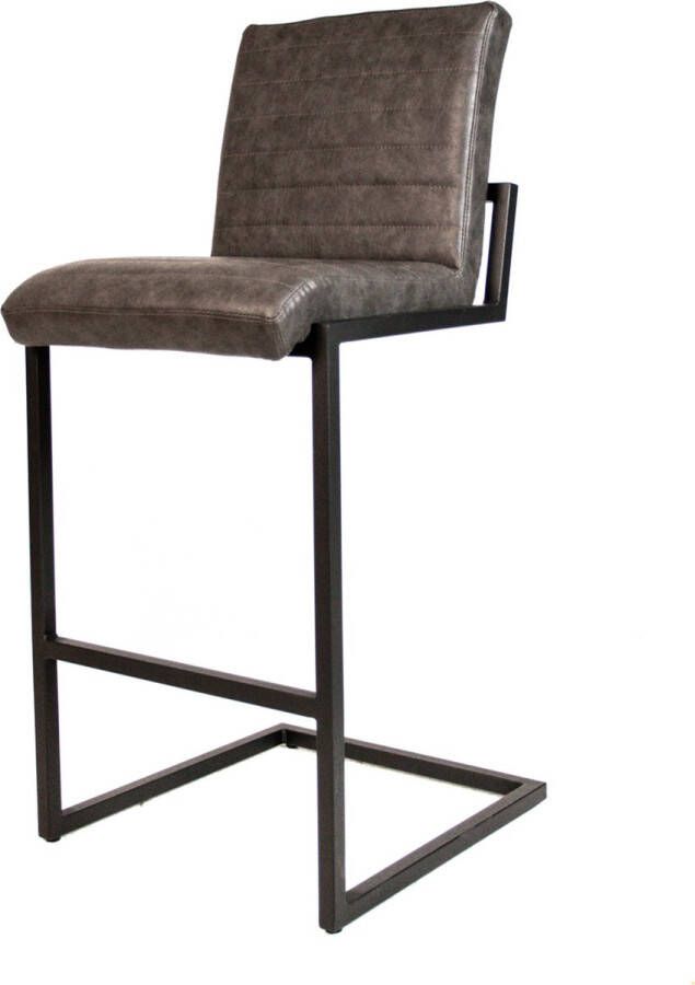 Dripio Barkruk Eleft Set van 1 Kunstleer Zitting Ergonomisch Barstoelen met rugleuning Keuken Antraciet 78cm