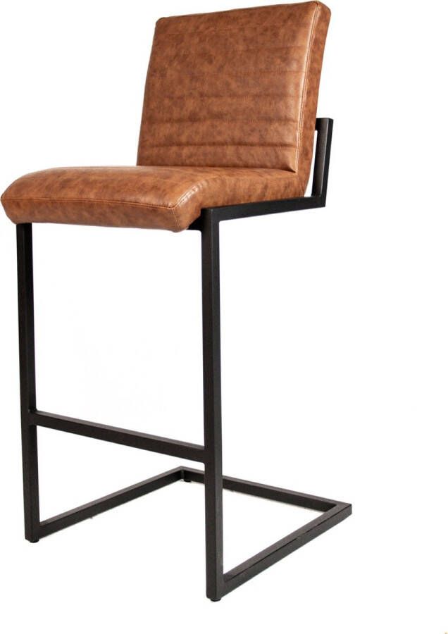 Dripio Barkruk Eleft Set van 1 Kunstleer Zitting Ergonomisch Barstoelen met rugleuning Keuken Cognac 78cm