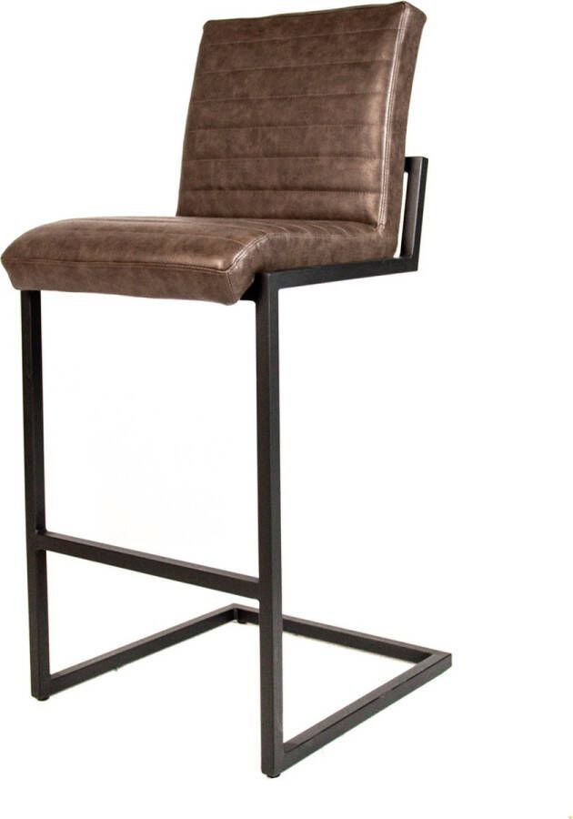 Dripio Barkruk Eleft Set van 1 Kunstleer Zitting Ergonomisch Barstoelen met rugleuning Keuken Taupe 78cm