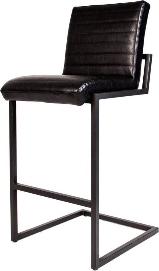 Dripio Barkruk Eleft Set van 1 Kunstleer Zitting Ergonomisch Barstoelen met rugleuning Keuken Zwart 78cm