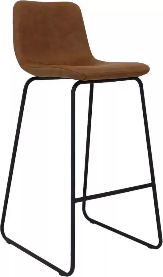 Dripio Barkruk Hamon Cognac Met rugleuning Voor Keuken en Bar Voetsteun Polyester Set van 1