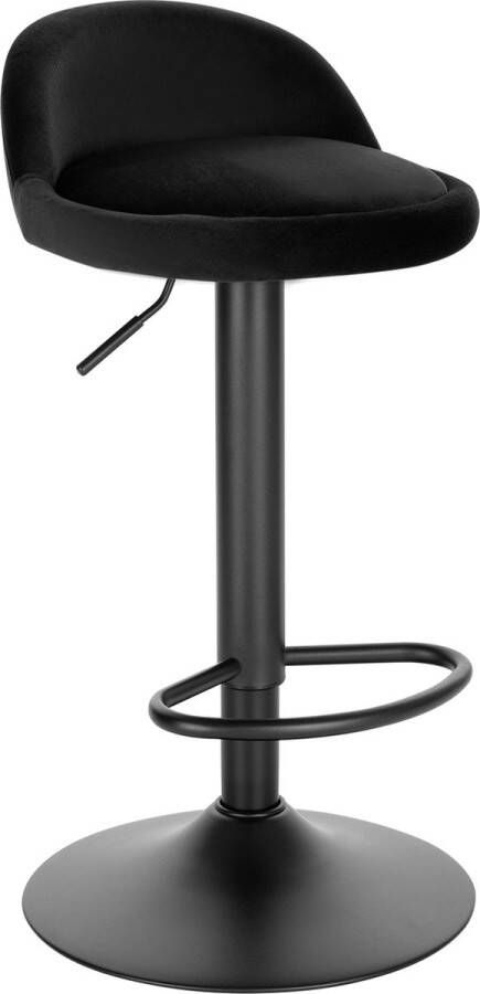 Dripio Barkruk Jantine Industrial Zwart Barkrukken set van 1 Barstoel Kruk Barstoelen met rugleuning Keukenstoel In hoogte verstelbaar Velvet