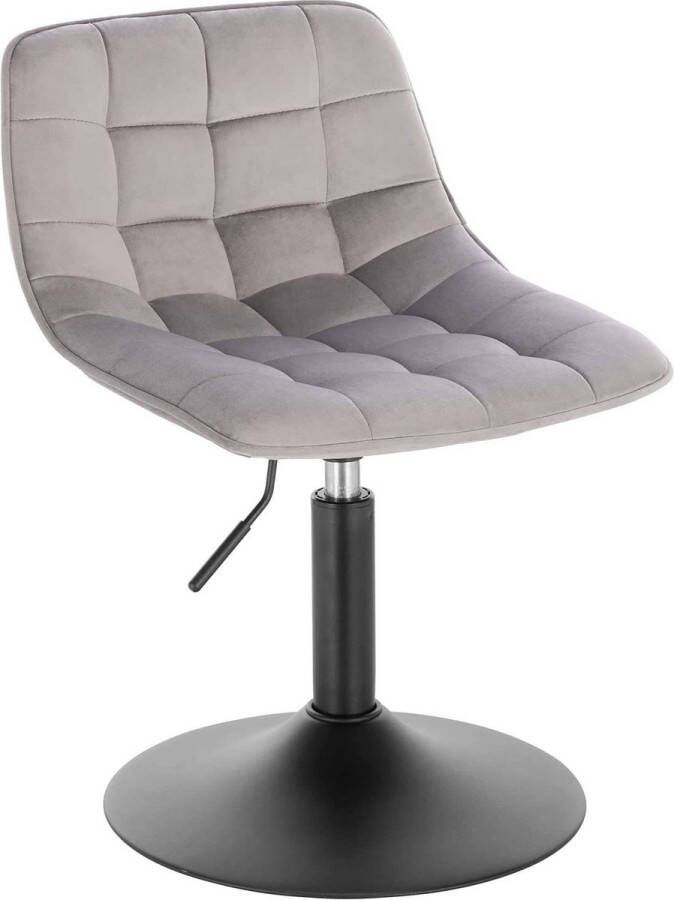 Dripio Barkruk Meliton Industrial Lichtgrijs Barkrukken set van 1 Barstoel Kruk Barstoelen met rugleuning Keukenstoel In hoogte verstelbaar Velvet