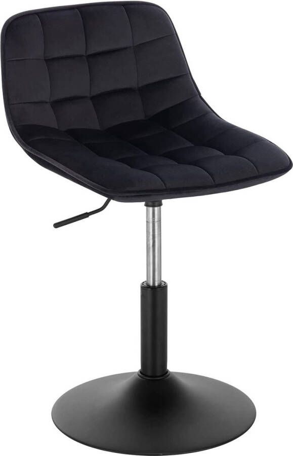 Dripio Barkruk Meliton Industrial Zwart Barkrukken set van 1 Barstoel Kruk Barstoelen met rugleuning Keukenstoel In hoogte verstelbaar Velvet