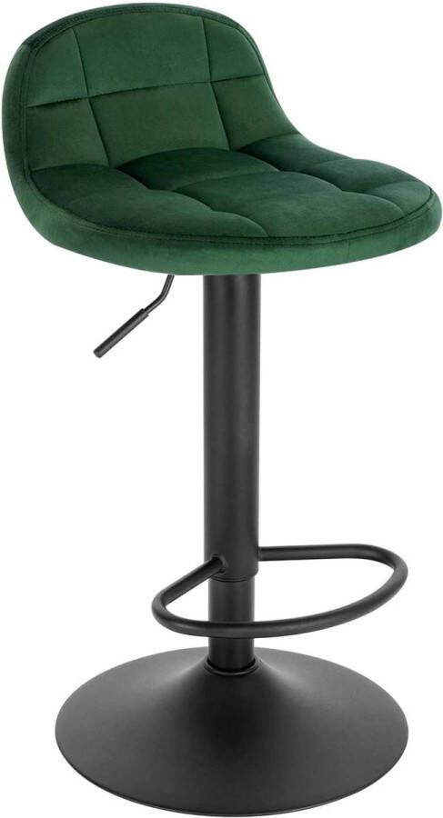 Dripio Barkruk Yuliya Industrial Donkergroen Barkrukken set van 1 Barstoel Kruk Barstoelen met rugleuning Keukenstoel In hoogte verstelbaar Velvet