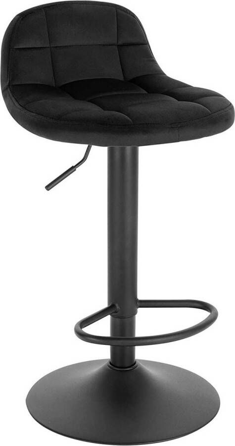 Dripio Barkruk Yuliya Industrial Zwart Barkrukken set van 1 Barstoel Kruk Barstoelen met rugleuning Keukenstoel In hoogte verstelbaar Velvet