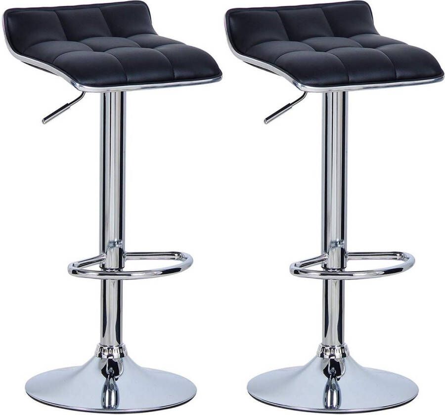 Dripio Barkrukken Marie Set van 2 Keuken Zwart Barstoelen kunstleer- Verstelbaar in hoogte Zithoogte 62-84cm