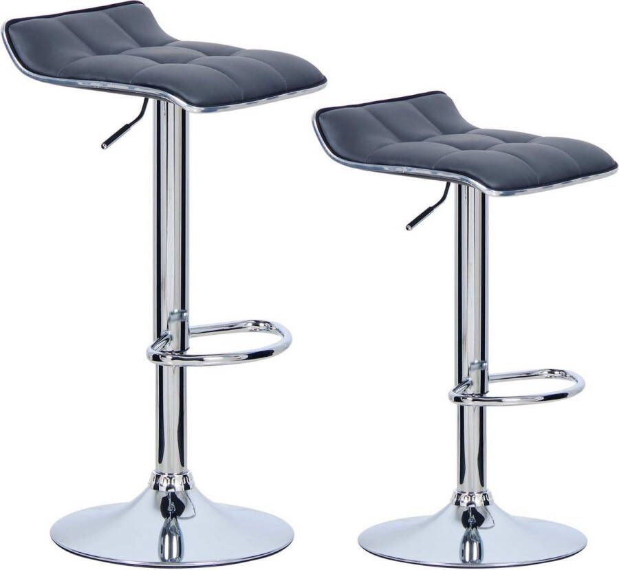 Dripio Barkrukken Marilla Set van 2 Keuken Grijs Barstoelen kunstleer- Verstelbaar in hoogte Zithoogte 62-84cm