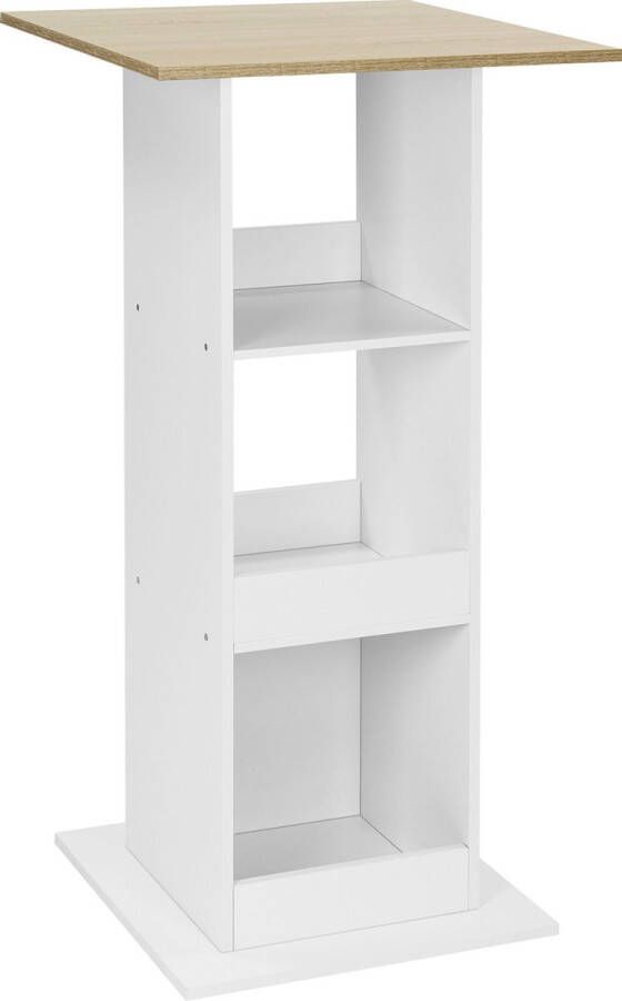 Dripio Bartafel Dian Met opbergruimte Vierkant Voor binnen Keuken Hout Metaal Wit eiken 60x60x112cm