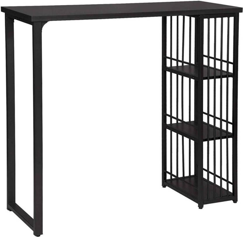 Dripio Bartafel Geoffrey Zwart Bistro Met opbergruimte Voor binnen Keuken Hout Metaal Rechthoekig 120x40x105cm