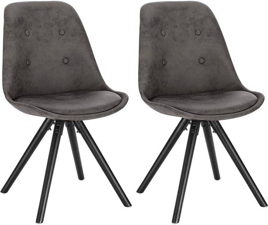 Dripio Bezoekersstoel Surendra Eetkamerstoel Antraciet stof Houten poten Set van 2 Zithoogte 46 cm Deluxe
