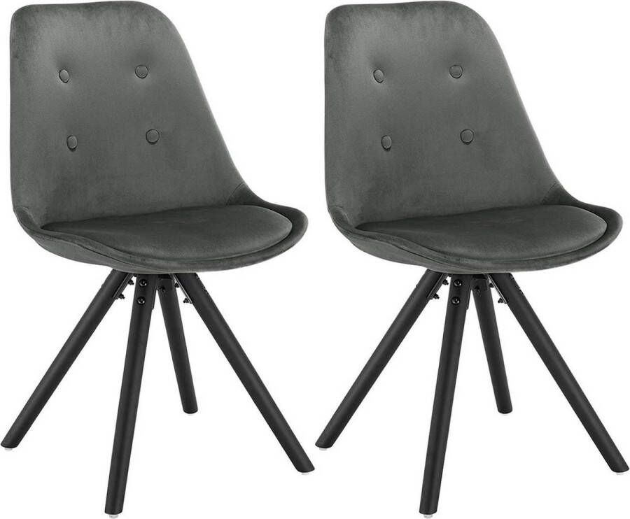 Dripio Bezoekersstoel Surendra Eetkamerstoel Donkergrijs Velvet Houten poten Set van 2 Zithoogte 46 cm Deluxe