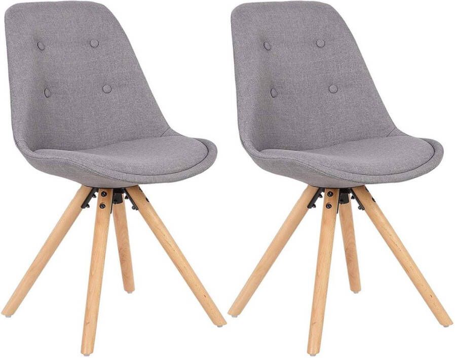 Dripio Bezoekersstoel Surendra Eetkamerstoel Grijs Stof Houten poten Set van 2 Zithoogte 46 cm Deluxe