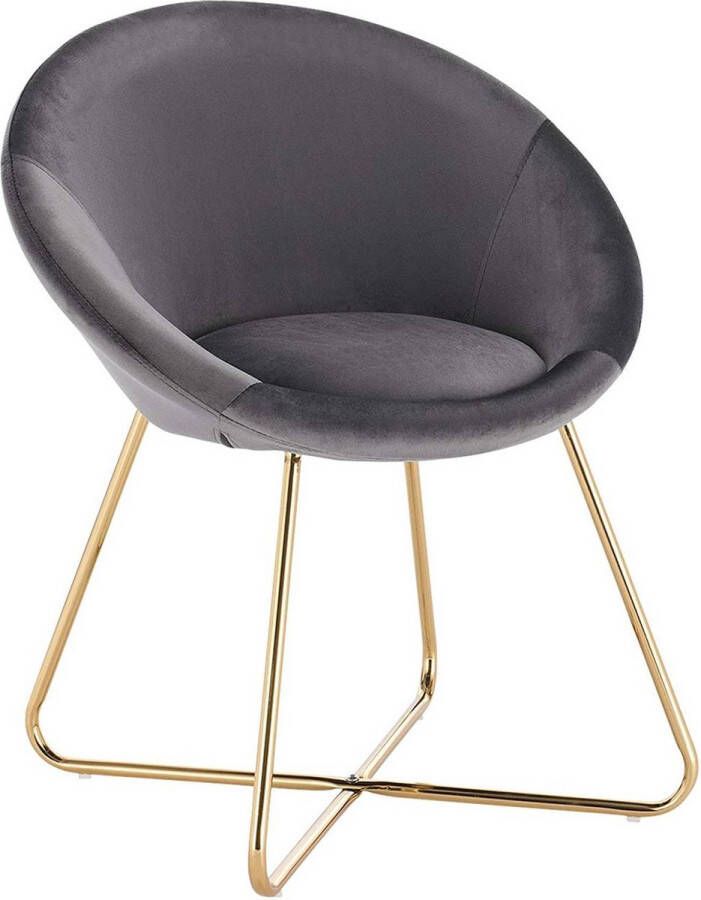 Dripio Bezoekersstoel Ulick Eetkamerstoel Donkergrijs Velvet Metalen poten Set van 1 Zithoogte 44 cm Deluxe