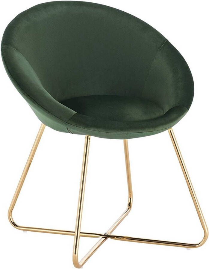 Dripio Bezoekersstoel Ulick Eetkamerstoel Groen Velvet Metalen poten Set van 1 Zithoogte 44 cm Deluxe