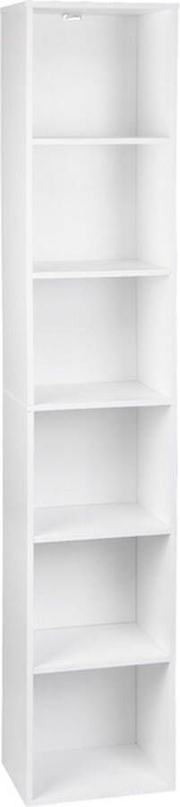 Dripio Boekenkast Opbergrek 6 Lagen Open Planken Kantoor Woonkamer Slaapkamer 30x24x158.5 cm Wit