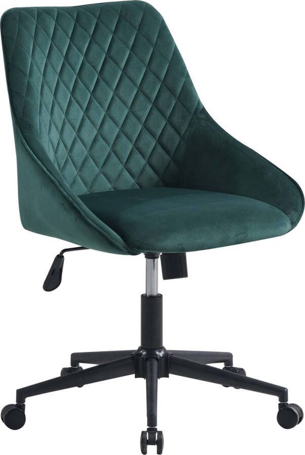 Dripio Bureaustoel Alcides op wielen Groen Ergonomische bureaustoel Velvet Voor volwassenen In hoogte verstelbaar met armleuning
