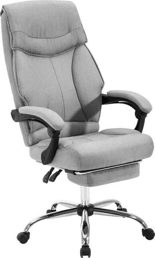Dripio Bureaustoel Jesse Op wielen Ergonomische bureaustoel voor volwassenen Met voetsteun Lichtgrijs In hoogte verstelbaar Stof