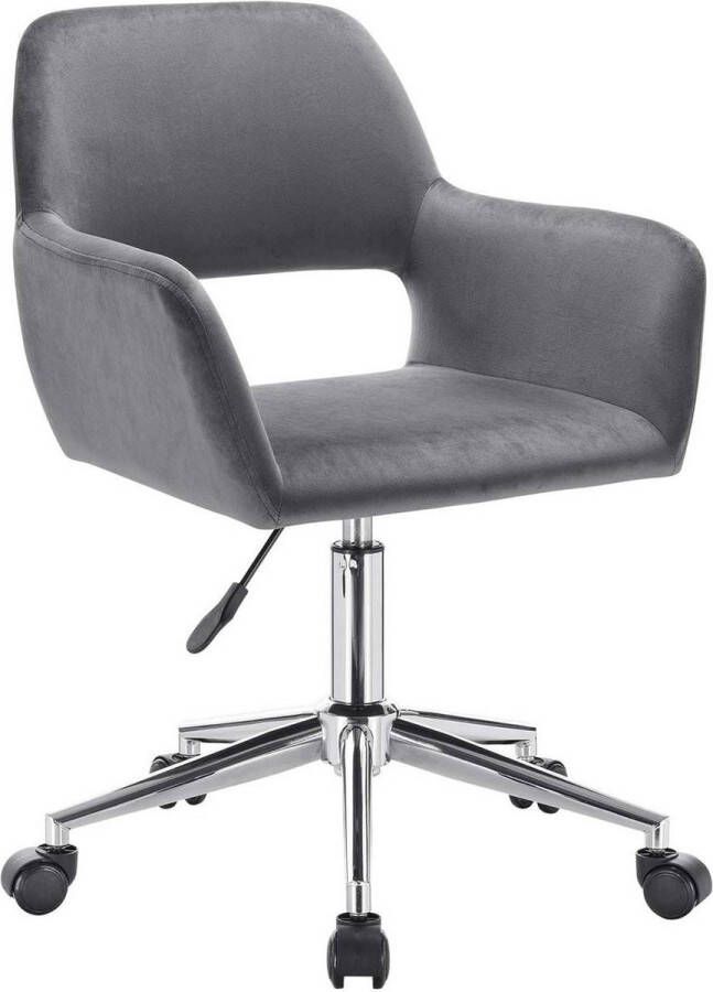 Dripio Bureaustoel met armleuning Synne Op wielen Ergonomische bureaustoel voor volwassenen Donkergrijs In hoogte verstelbaar Velvet