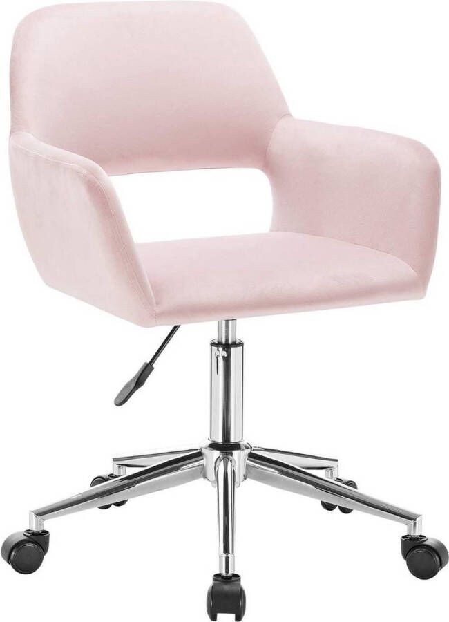 Dripio Bureaustoel met armleuning Synne Op wielen Ergonomische bureaustoel voor volwassenen Roze In hoogte verstelbaar Velvet