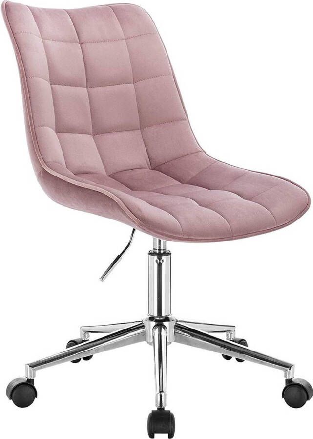 Dripio Bureaustoel Velvet Anja Op wielen Ergonomische bureaustoel voor volwassenen Roze In hoogte verstelbaar