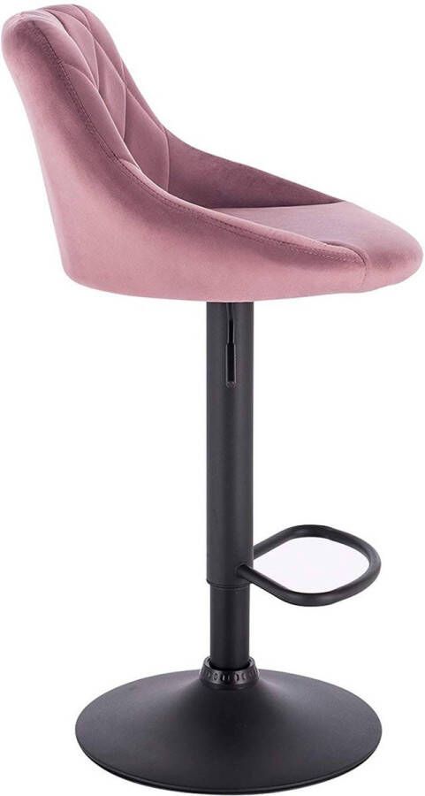 Dripio Designer Barkruk Fayza Met rugleuning Stevig Ergonomische barstoel Velvet Zithoogte 60 82cm Roze Set van 1 Keuken en bar In hoogte verstelbaar