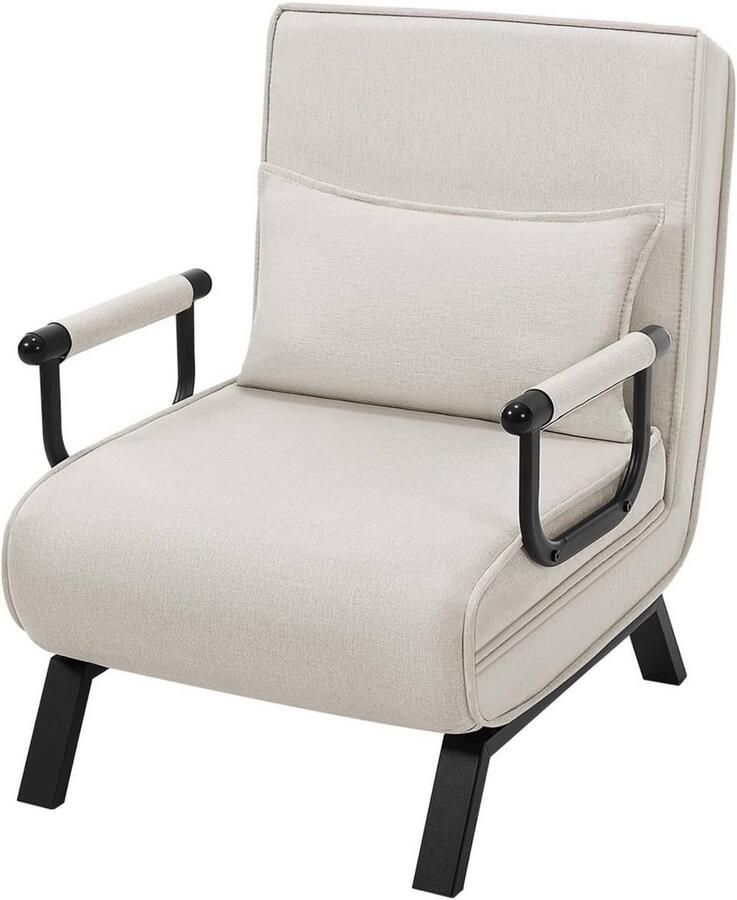 Dripio 3-in-1 Slaapbank Klapstoel met Verstelbare Rugleuning & Afneembaar Kussen Slaapbank Fauteuil & Logeerbed in Eén Linnen Bekleding Voor Woonkamer Slaapkamer of Appartement 65x78x75 cm Beige