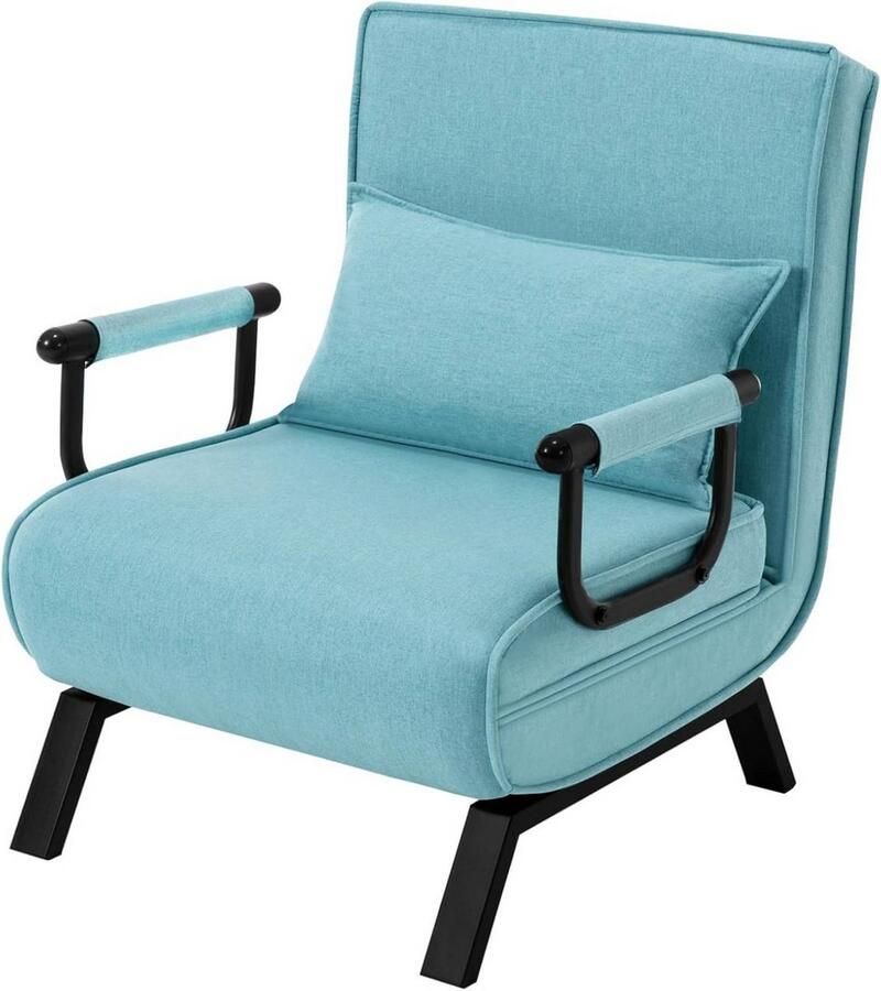Dripio 3-in-1 Slaapbank Klapstoel met Verstelbare Rugleuning & Afneembaar Kussen Slaapbank Fauteuil & Logeerbed in Eén Linnen Bekleding Voor Woonkamer Slaapkamer of Appartement 65x78x75 cm Blauw