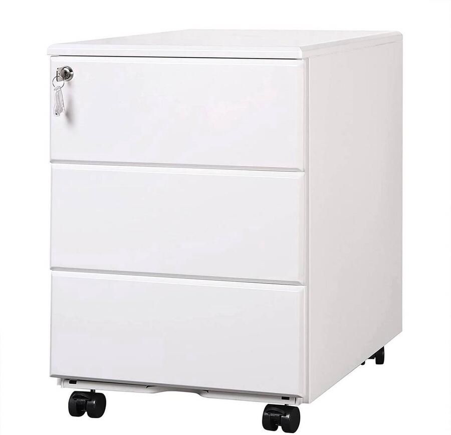 Dripio Archiefkast Met Slot Bureaukast Ladeblok Wit 39x52.4x54cm