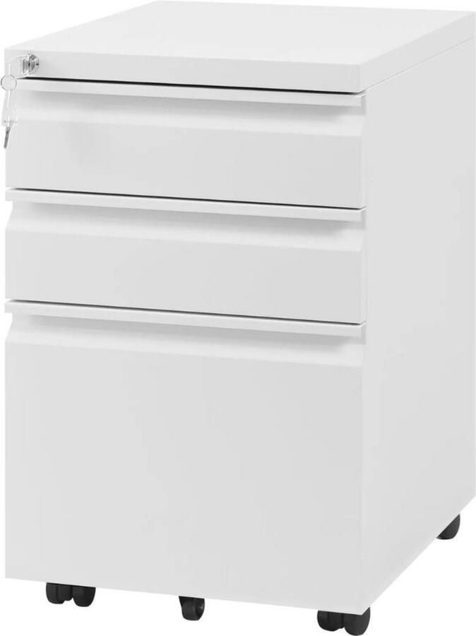 Dripio Archiefkast op wieltjes stijlvol & praktisch ruime opbergkast stevig & modern wit 39x48x62 cm