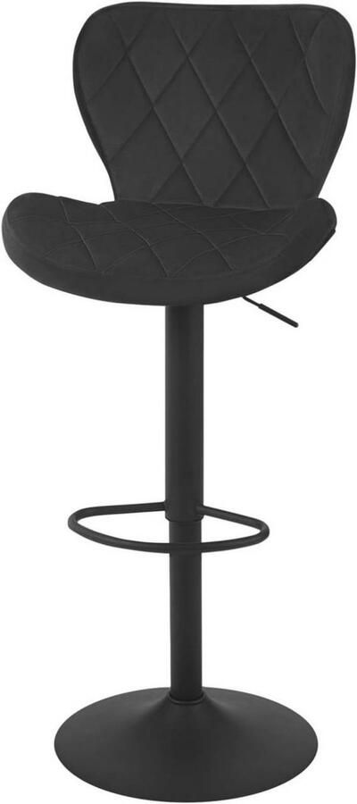 Dripio Barkruk In Hoogte Verstelbaar 360° Draaibaar Fluweel Zwart Met Rugleuning & Voetsteun Ergonomisch Design Voor Bar Bistro Keuken of Eetkamer Stabiel & Comfortabel