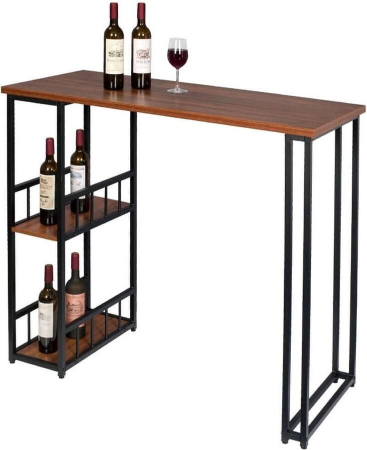 Dripio Bartafel met opslagruimte stevig & stijlvol geschikt voor binnen & buiten robuust ontwerp zwart donker beuk