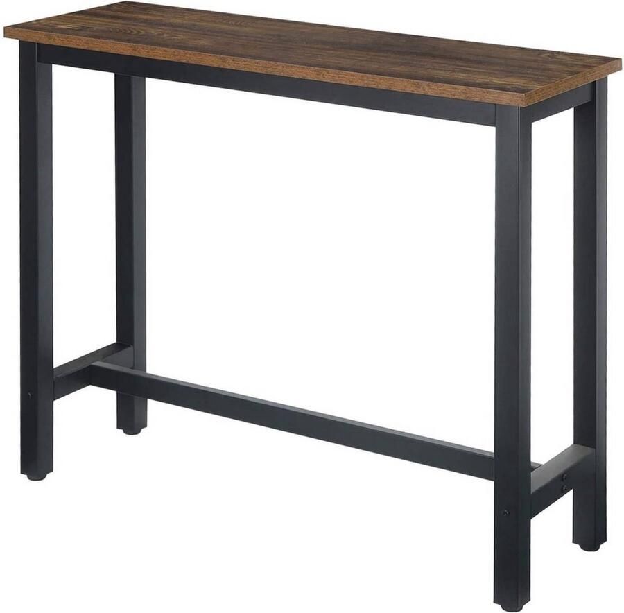 Dripio Bartafel met voetensteun stevige constructie donker hout geschikt voor binnen & buiten 140x40x100 cm