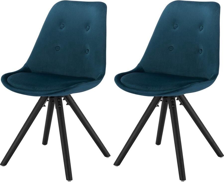 Dripio Bezoekersstoel Eetkamerstoel Blauw Velvet Set van 2 Zithoogte 46 cm