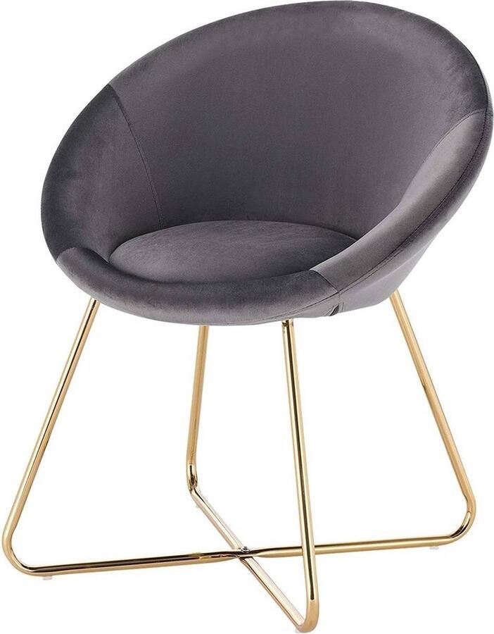 Dripio Bezoekersstoel Eetkamerstoel Donkergrijs Velvet Metalen poten Set van 1