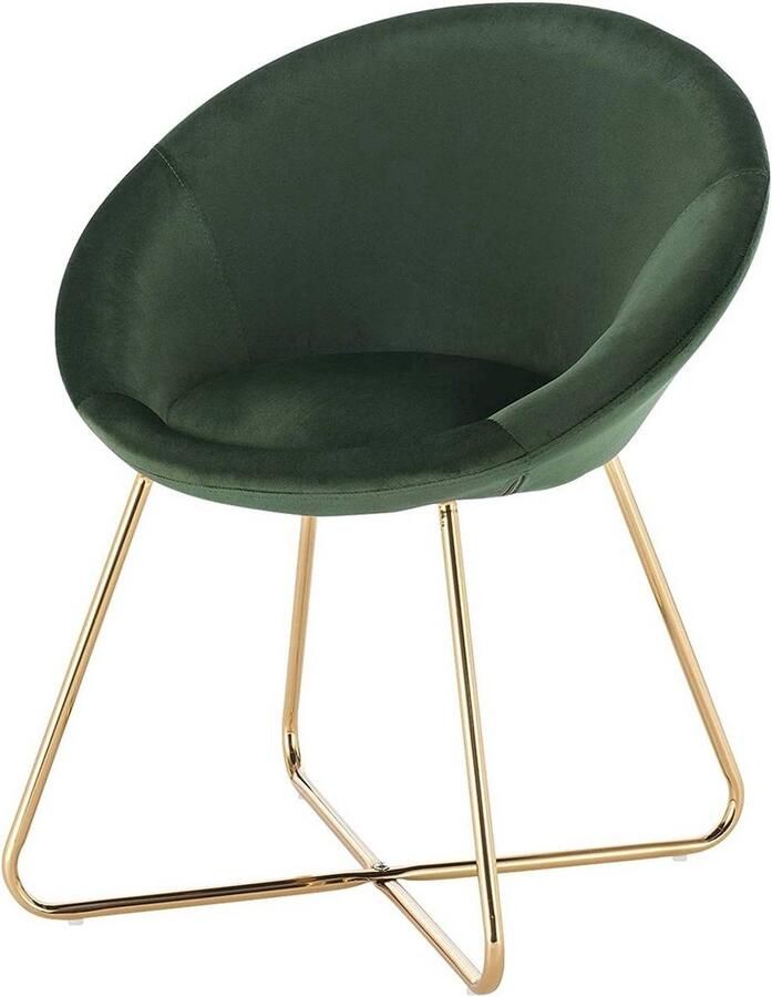 Dripio Bezoekersstoel Eetkamerstoel Groen Velvet Metalen poten Set van 1