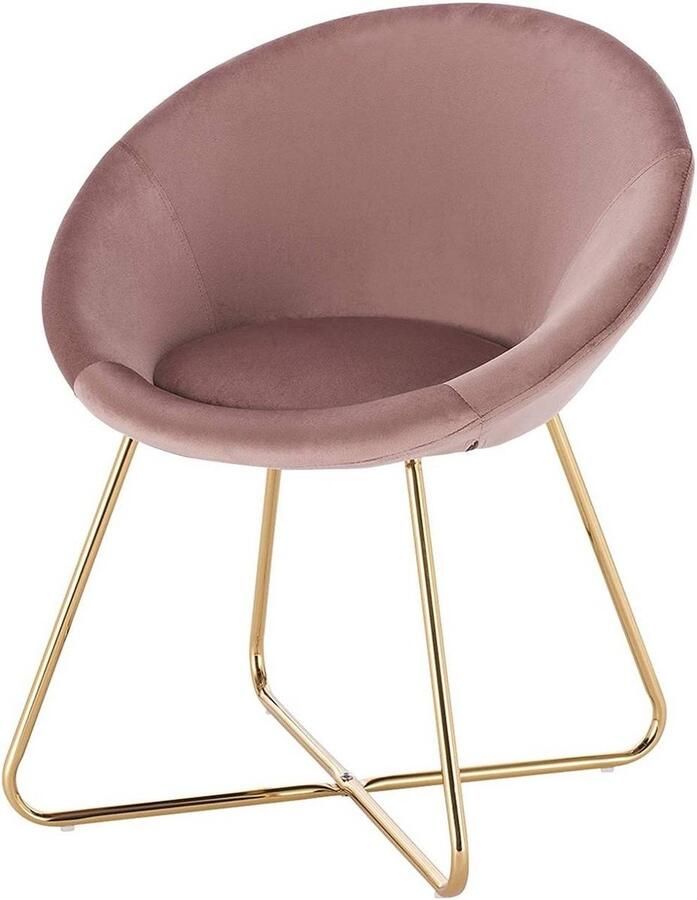 Dripio Bezoekersstoel Eetkamerstoel Roze Velvet Metalen poten Set van 1 Zithoogte 44 cm Deluxe