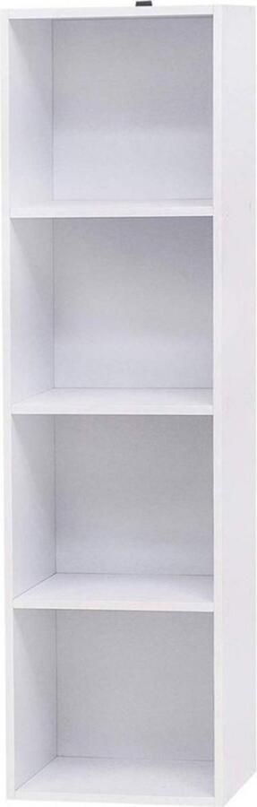 Dripio Boekenkast 4 vakken modern & stevig multifunctionele opbergkast tijdloos wit 30x24x106 cm