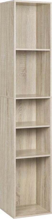 Dripio Boekenkast 5 vakken multifunctionele opbergkast modern & stevig strak licht eik 30x26x151 cm