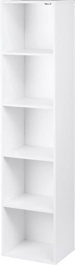 Dripio Boekenkast 5 vakken strak & functioneel stijlvolle opbergkast stevig & praktisch modern wit 30x24x132 cm