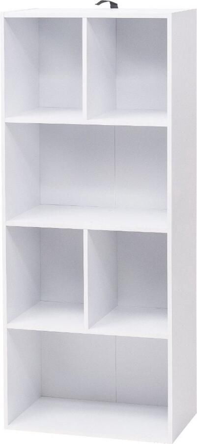 Dripio Boekenkast 8 vakken multifunctionele opbergkast robuust en modern strak wit 50x30x118 cm