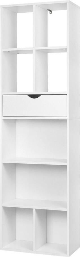 Dripio Boekenkast 8 vakken multifunctionele opbergkast strak & stijlvol modern wit 50x24x168 cm