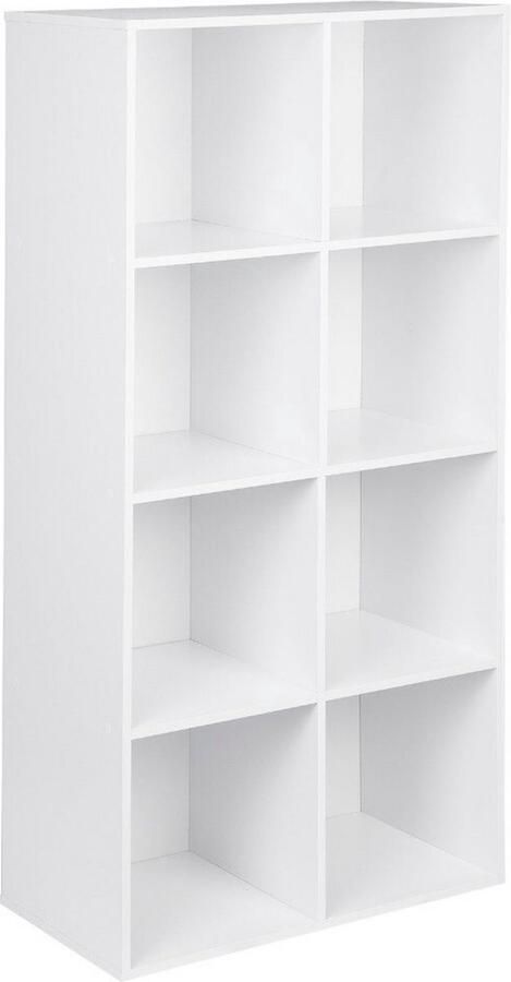 Dripio Boekenkast 8 vakken strak & tijdloos design ruime opbergkast stevig & modern wit 60x29.5x121 cm