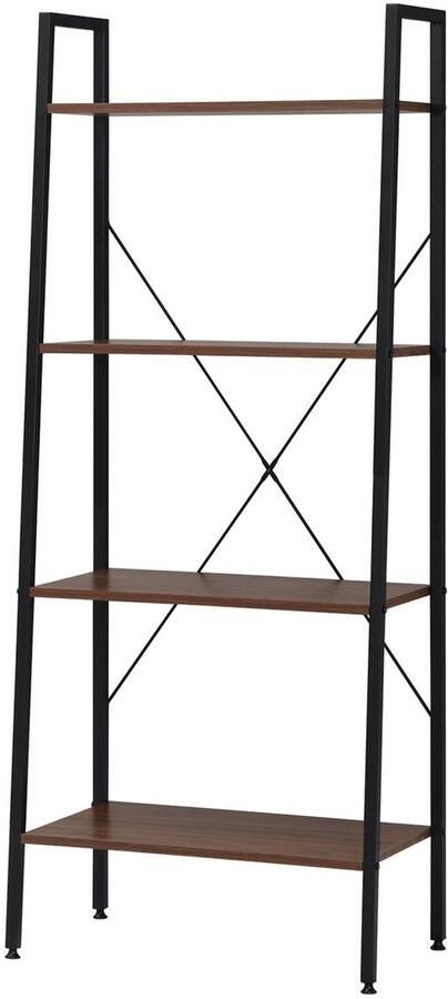 Dripio Boekenkast Industrieel 4 Lagen Donkerbruin Wit 60x35x148cm