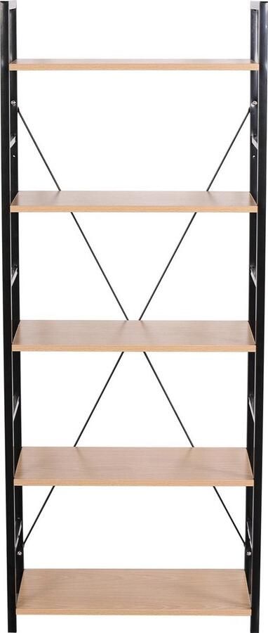 Dripio Boekenkast Industrieel 5 Lagen Zwart Oak Boekenrek 60x28x148cm